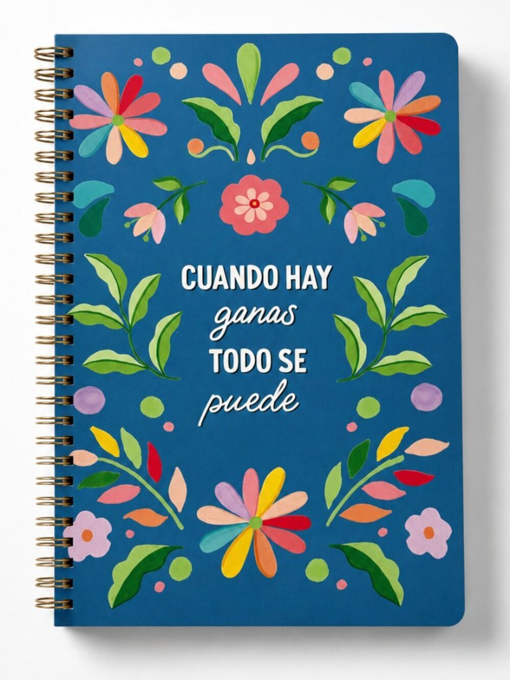 Isabella MG Spiral Notebook Spanish Motivational Journal Floral Cover Lined Page